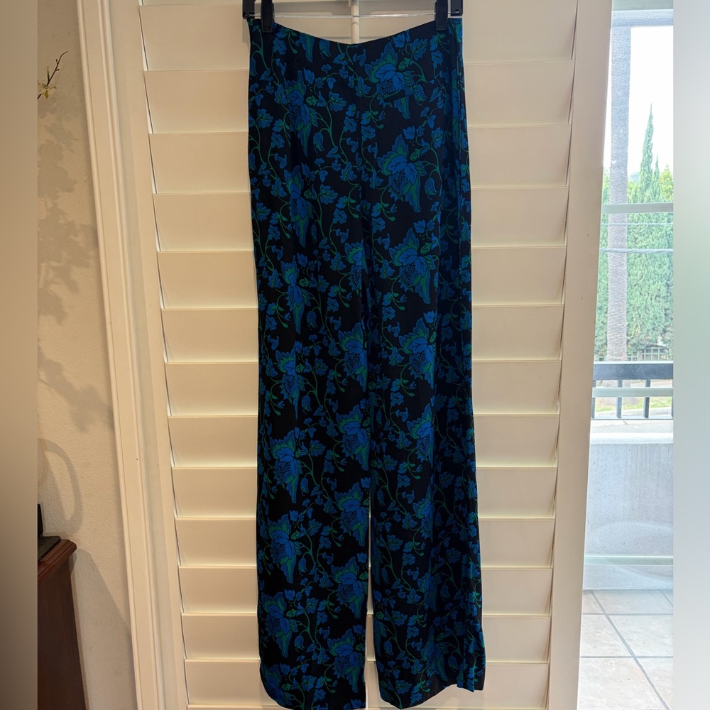 DIANE VON FURSTENBERG DVF NWT Waylen Blue Wide Leg Pants Trousers 4 Crepe Slinky - Picture 12 of 12